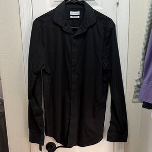 Calvin Klein Infinite Non-Iron Slim Fit Stretch Black 15.5 34/35 Mens Dress Shir